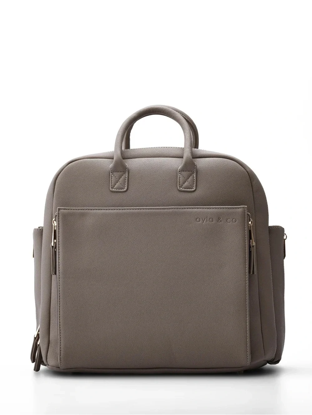 Ayla & Co ‘The Ayla’ taupe vegan leather diaper bag with accessories